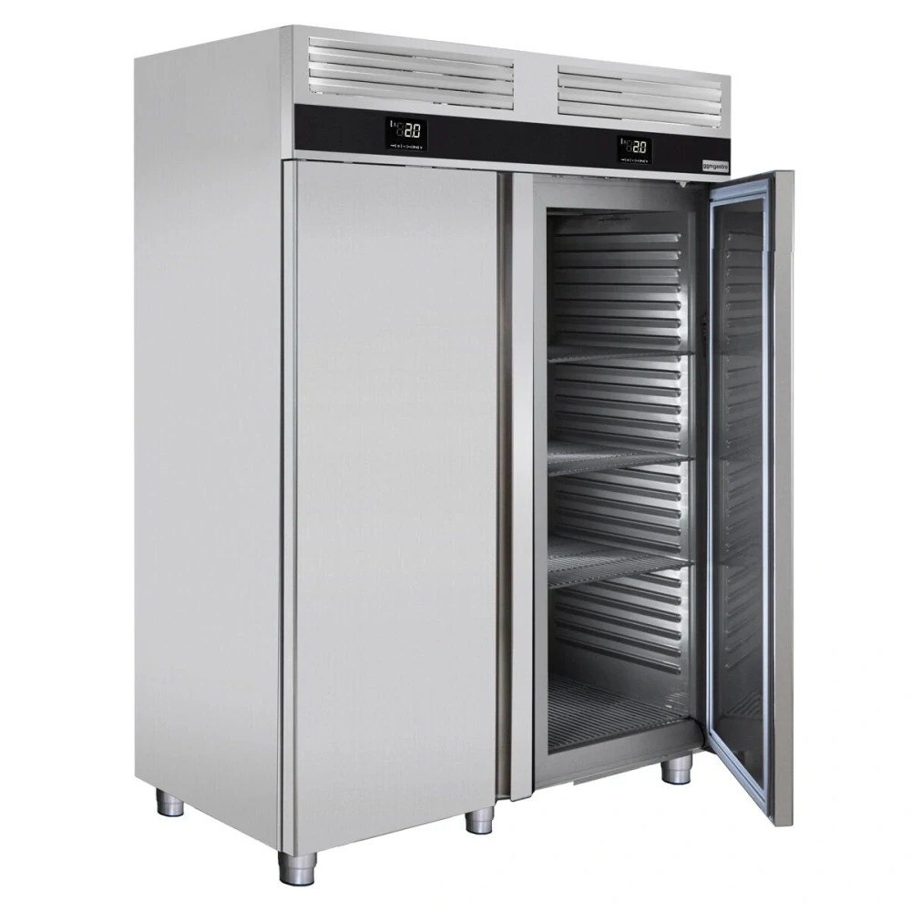 Kombinovaná chladicí a mrazicí skříň PREMIUM - GN 2/1 - 1 400 l - až +8 °C - s 2 dveře - Digitální termostat; Ventilované chlazení; Automatické…