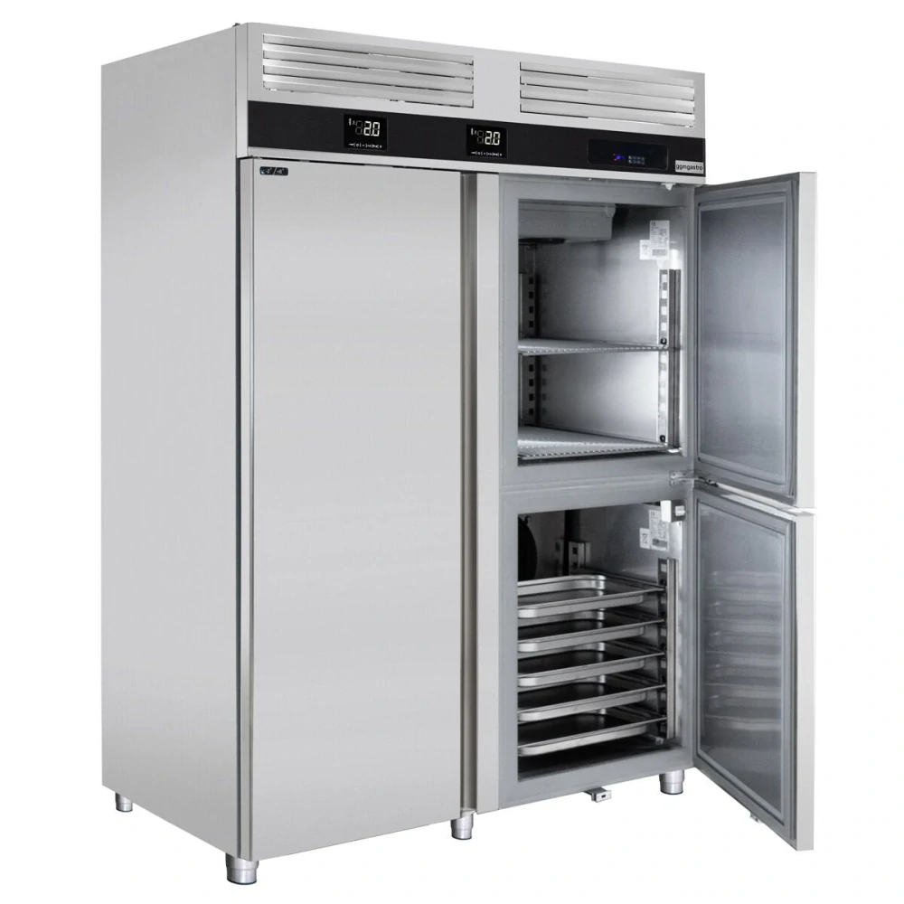 Kombinovaná chladicí a mrazicí skříň PREMIUM - GN 2/1 - GN 1/1 - 1400 mm - 1 400 l - až +8 °C - s 3 dveře - Digitální termostat; Umluftní chlazení;…