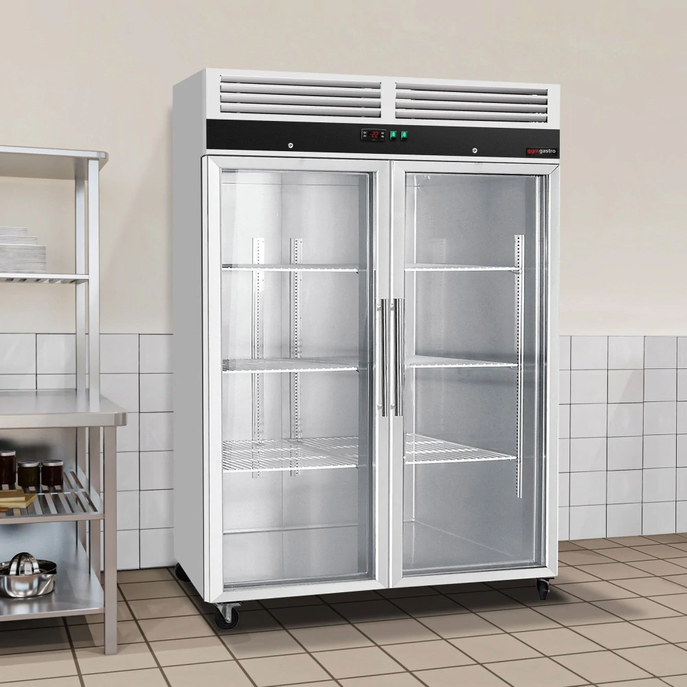 Nerezová mrazicí skříň ECO - 1200 L - Se 2 prosklenými dveřmi