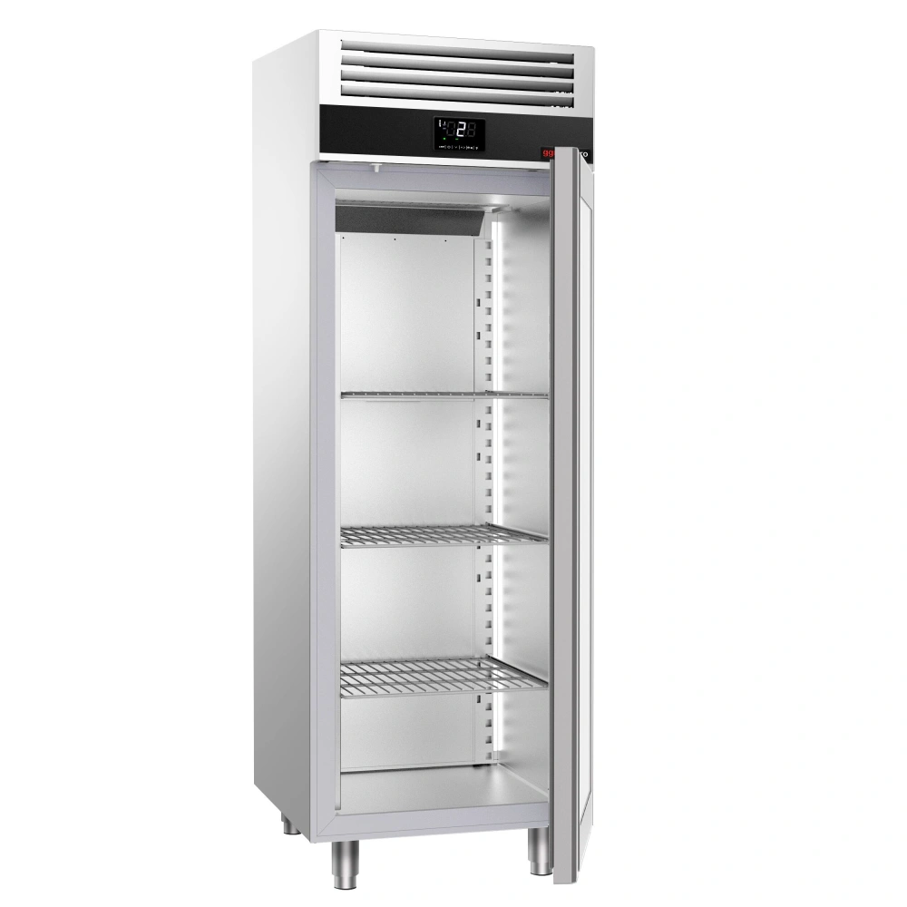Nerezová skladovací lednice PREMIUM - 700 L - s 1 prosklenými dveřmi