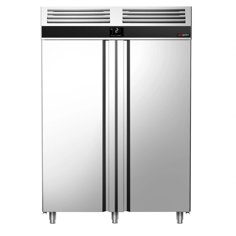 Nerezová skladovací lednice PREMIUM - 1400 L - s 2 prosklenými dveřmi