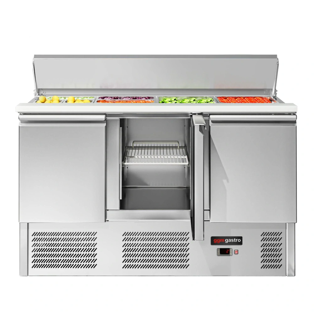 Saladeta ECO - 1368 mm - 3 dveře - s nerezovým krytem pro 4x GN 1/1 - černá přední strana