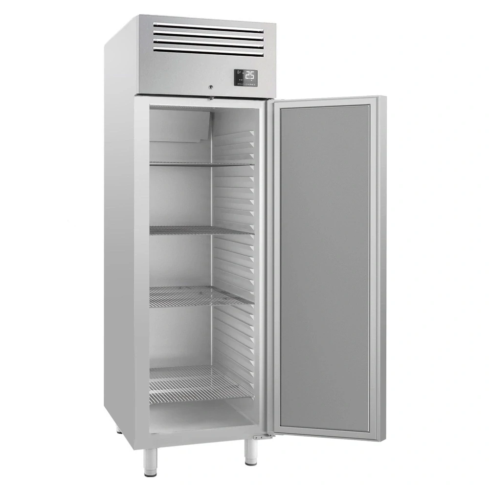 Nerezová chladicí skříň PREMIUM PLUS - GN 2/1 - 687 mm - 560 l - až +8 °C - s 1 dveře - Digitální termostat; Samozavírací dveře; LED osvětlení;…