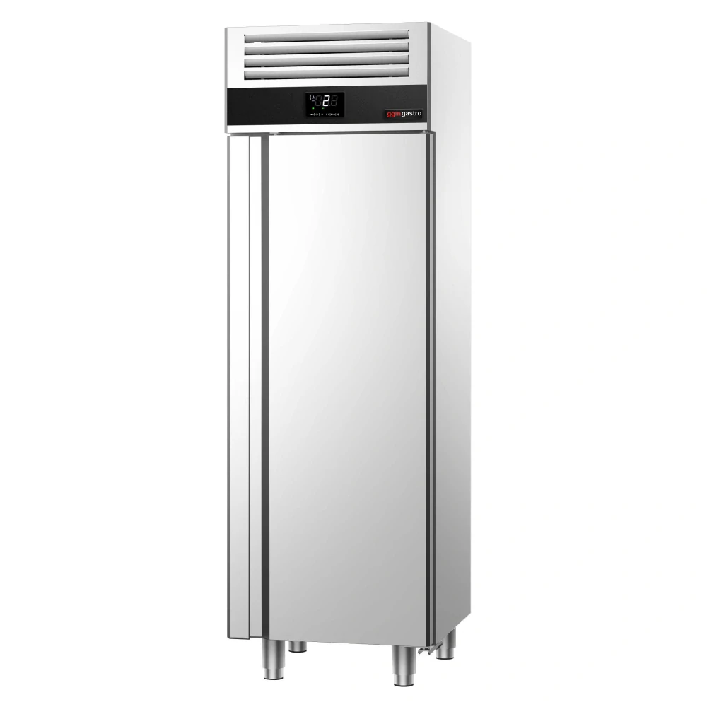 Nerezová skladovací lednice PREMIUM - 400 L - s 1 prosklenými dveřmi