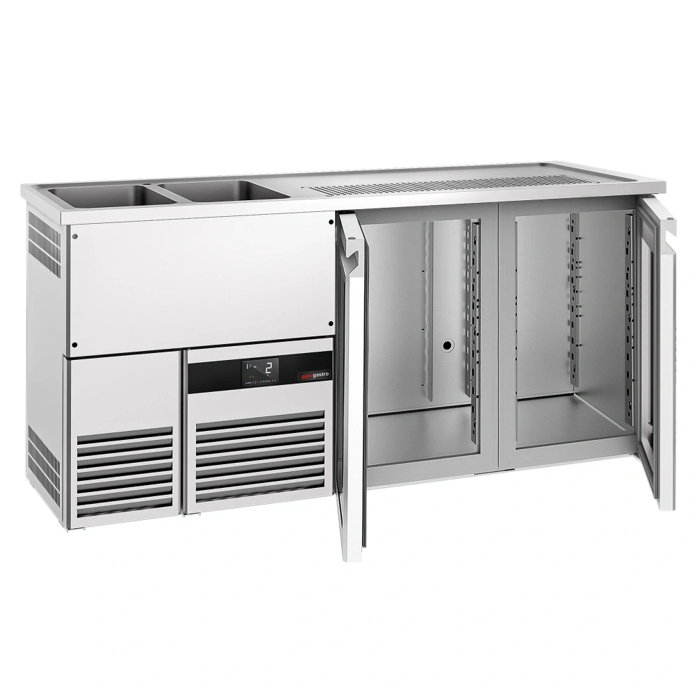 Výčepní pult PREMIUM - 1950x700 mm - 2 skleněné dveře