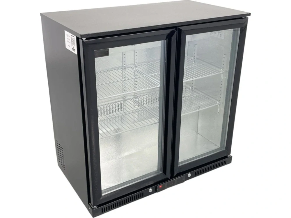 Barová lednička – 0,9 m – 190 l – se 2 skleněnými dvířky a 2 policemi – černá