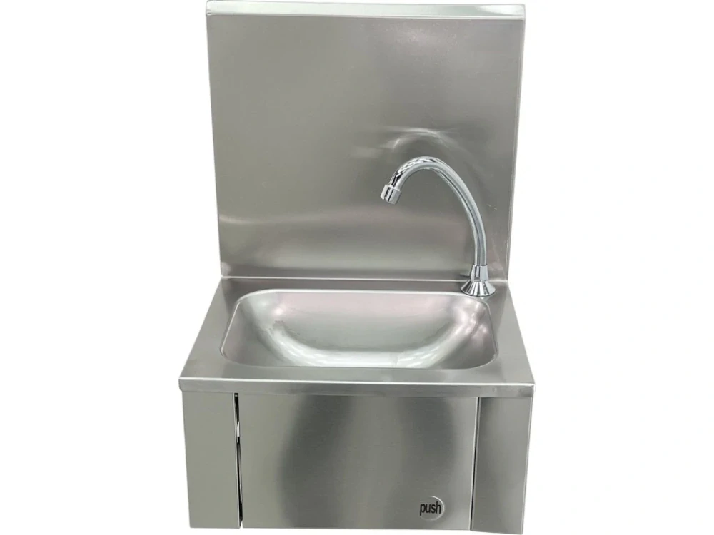 Ruční umyvadlo nerezové, s kolenním ovládáním - 400x340x(200+385) cm