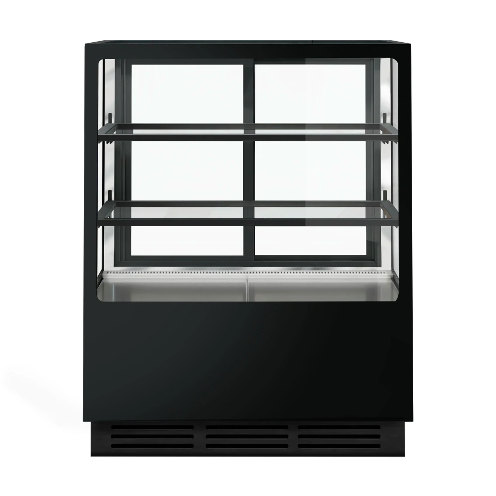 Cukrářská chladicí vitrína - 1,0 m - 2 police - zrcadlová přední strana - hranatý (LED)