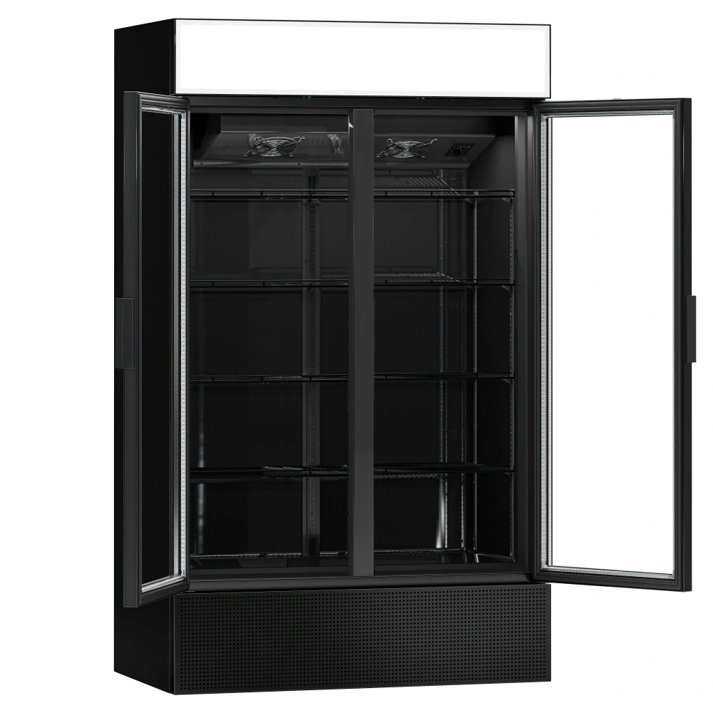 Lednice na nápoje - 1200L - bezrámový design - 2 skleněné dveře & reklamní displej