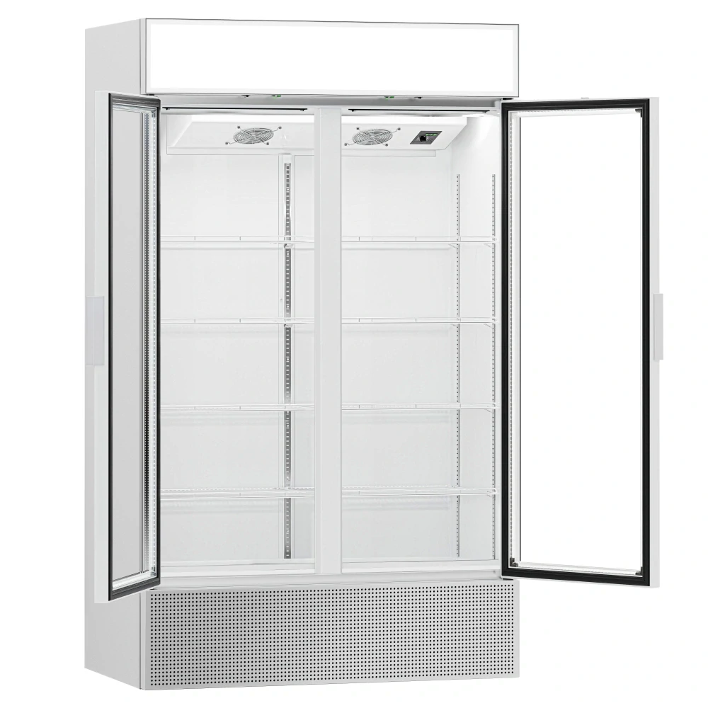 Lednice na nápoje - 1200L - bezrámový design - 2 skleněné dveře & reklamní displej