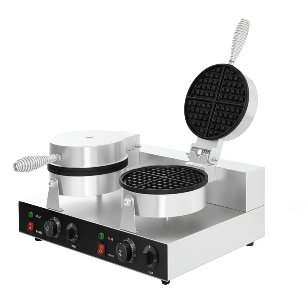 Vaflovač - dvojitý - 2,6 kW - tvar: kulatý - Ø 180mm