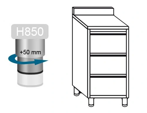 Zásuvková skříňka PREMIUM - 0,5 m - se 3 šuplíky a opěradlem