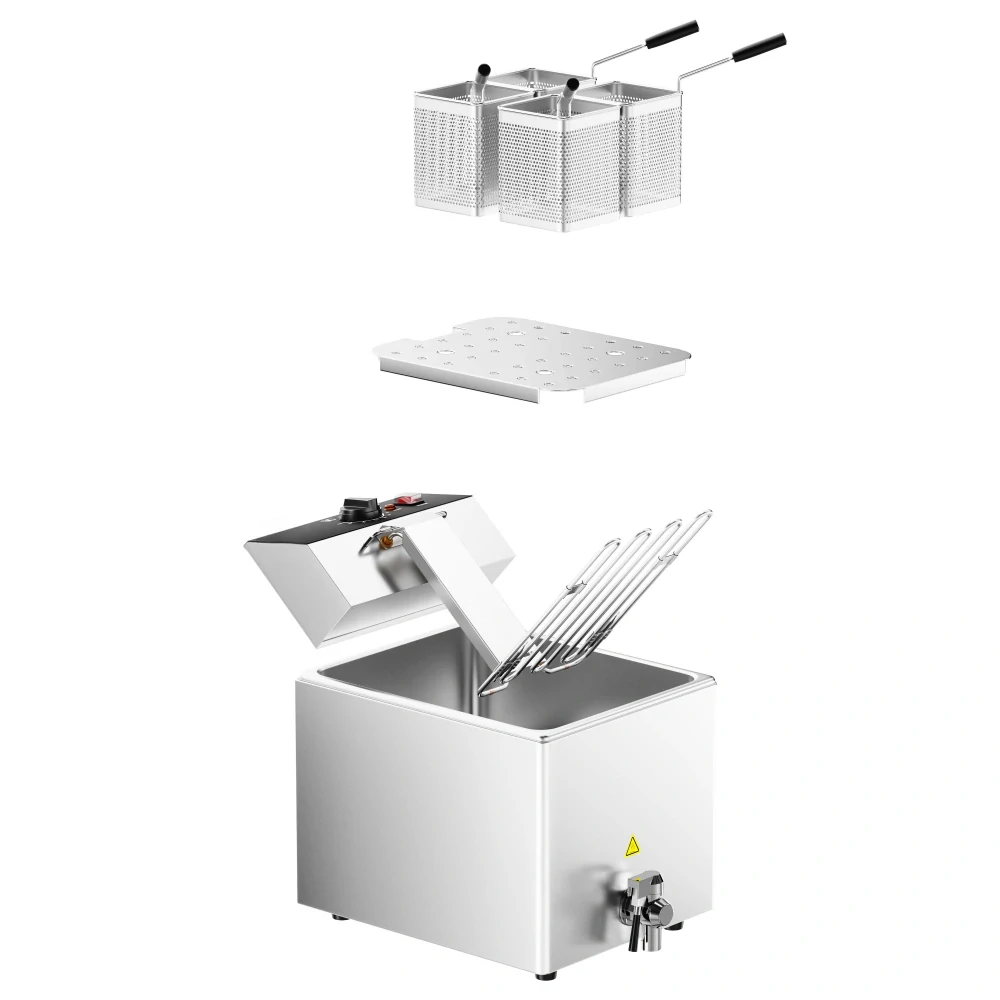 Vařič těstovin - 8 L - 3,25 kW - s vypouštěcím kohoutkem - vč. 4 košů