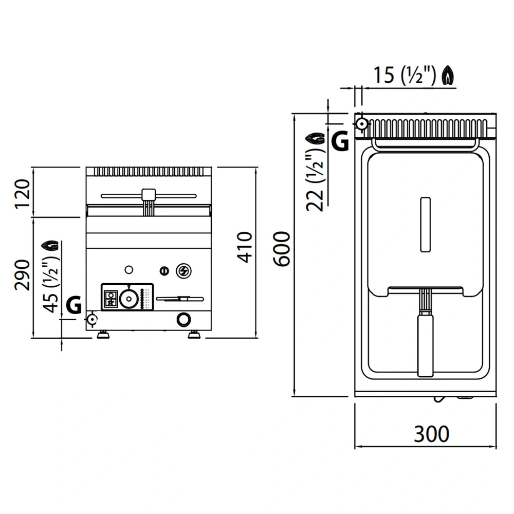 Plynová fritéza - 8L - (6,6 kW)