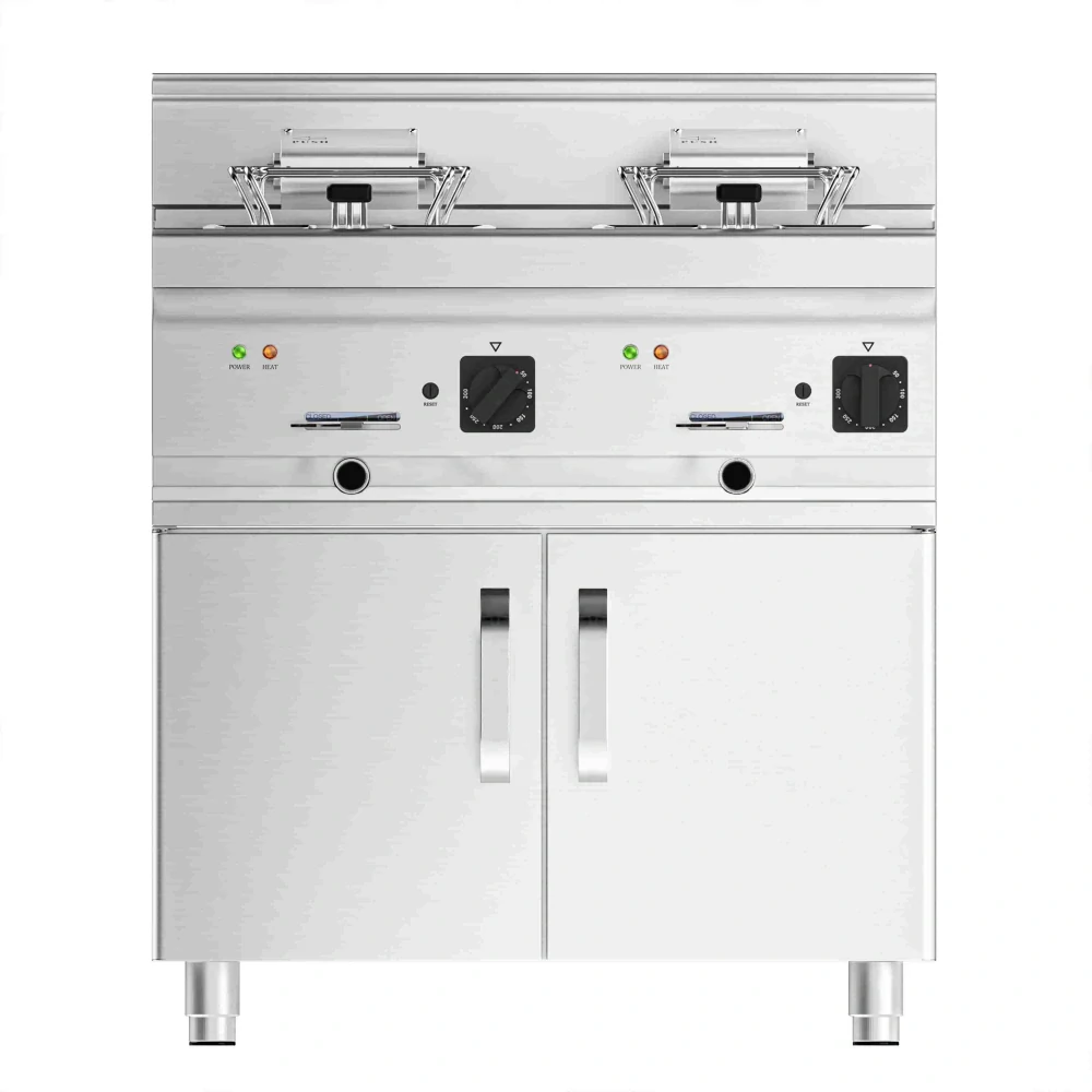Elektrická dvojitá fritéza - 10+10 litrů - 18 kW - vč. podstavce se 2 dvířky