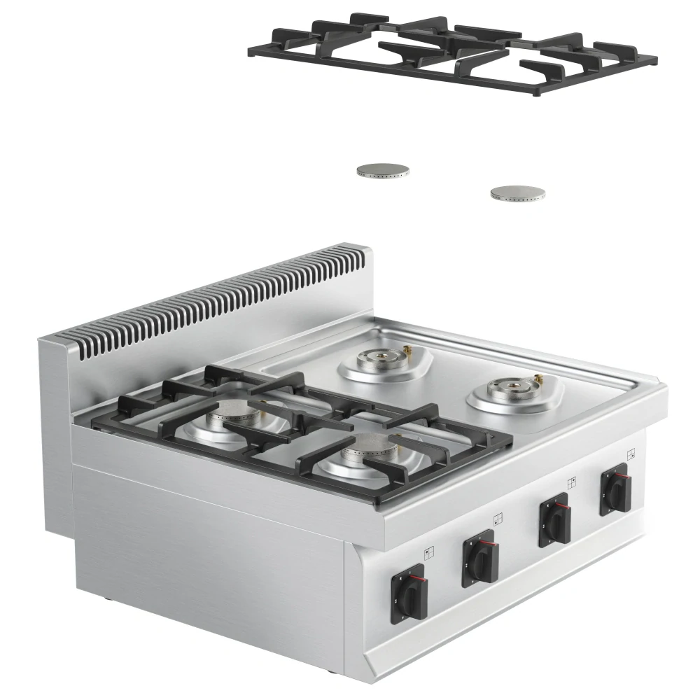 Plynový sporák - 4 hořáky (14 kW) s pilotním plamenem