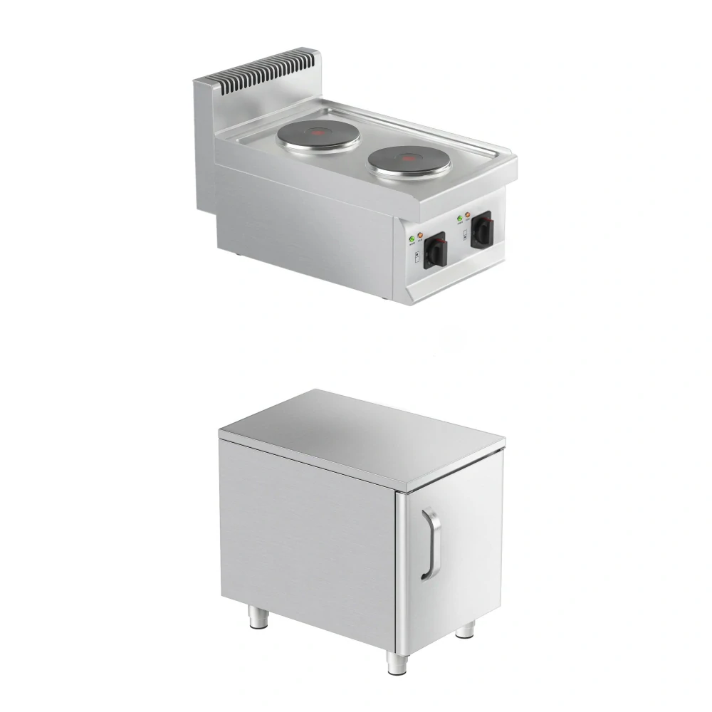 Elektrický sporák - 2x kulatá plotýnka (4 KW) - vč. spodního dílu s 1 dveřmi