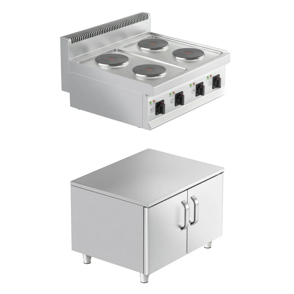 Elektrický sporák - 4x kulaté plotýnky (8 KW) - vč. spodního dílu se 2 dveřmi