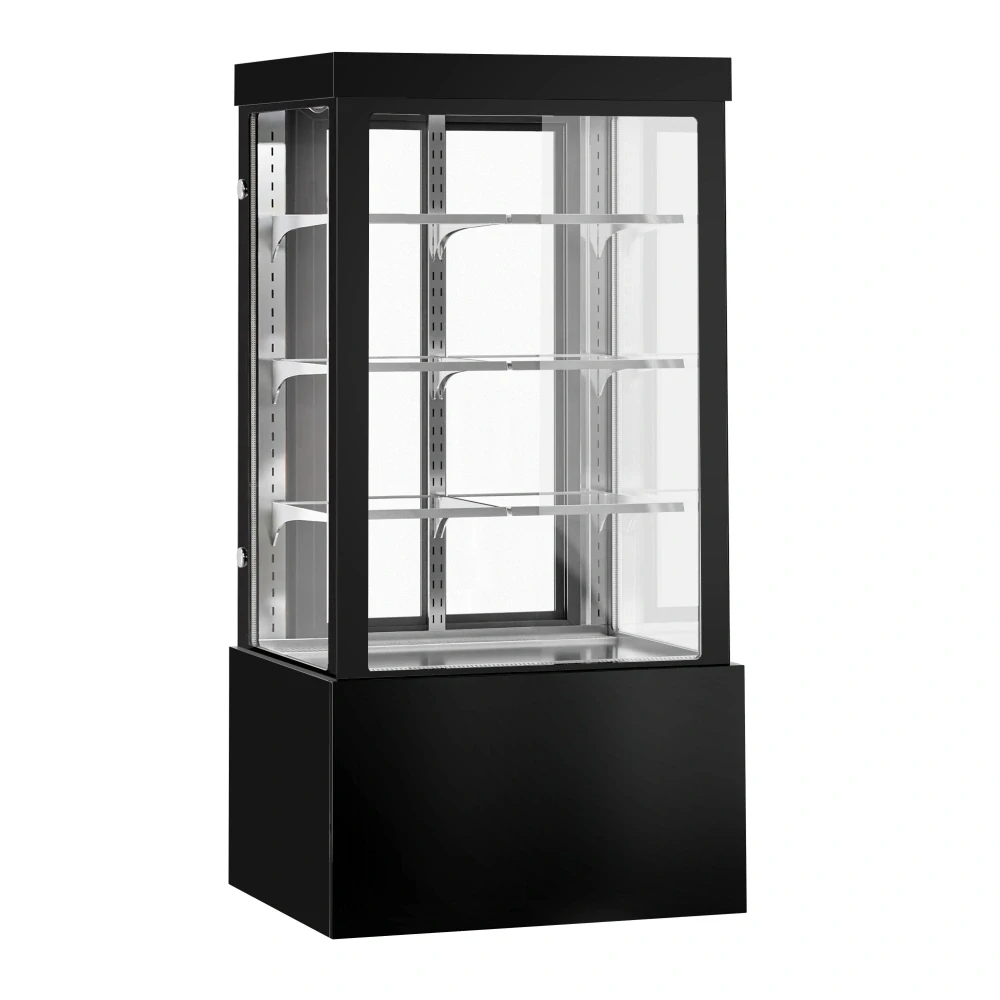 Cukrárenský pult Anna - pro 850 l - 1 000 mm - dvojité zasklení - s 3 policemi - černá