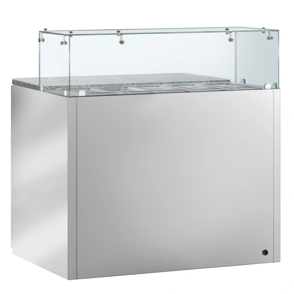 Saladeta PREMIUM - 900 mm - 2 skleněné dveře - Se skleněným nástavcem pro 5x GN 1/6