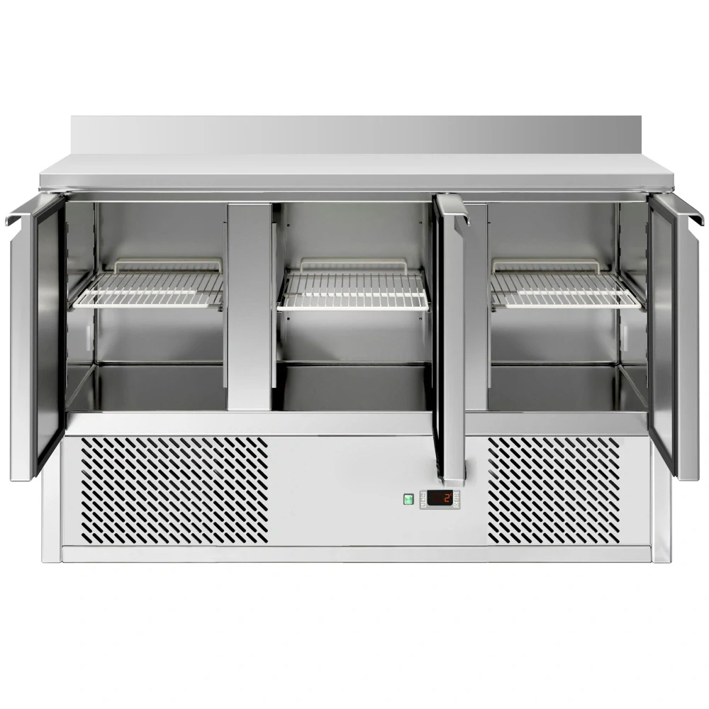 Chladicí stůl ECO - 1370x700 mm - se 3 dveřmi - zadní lištou