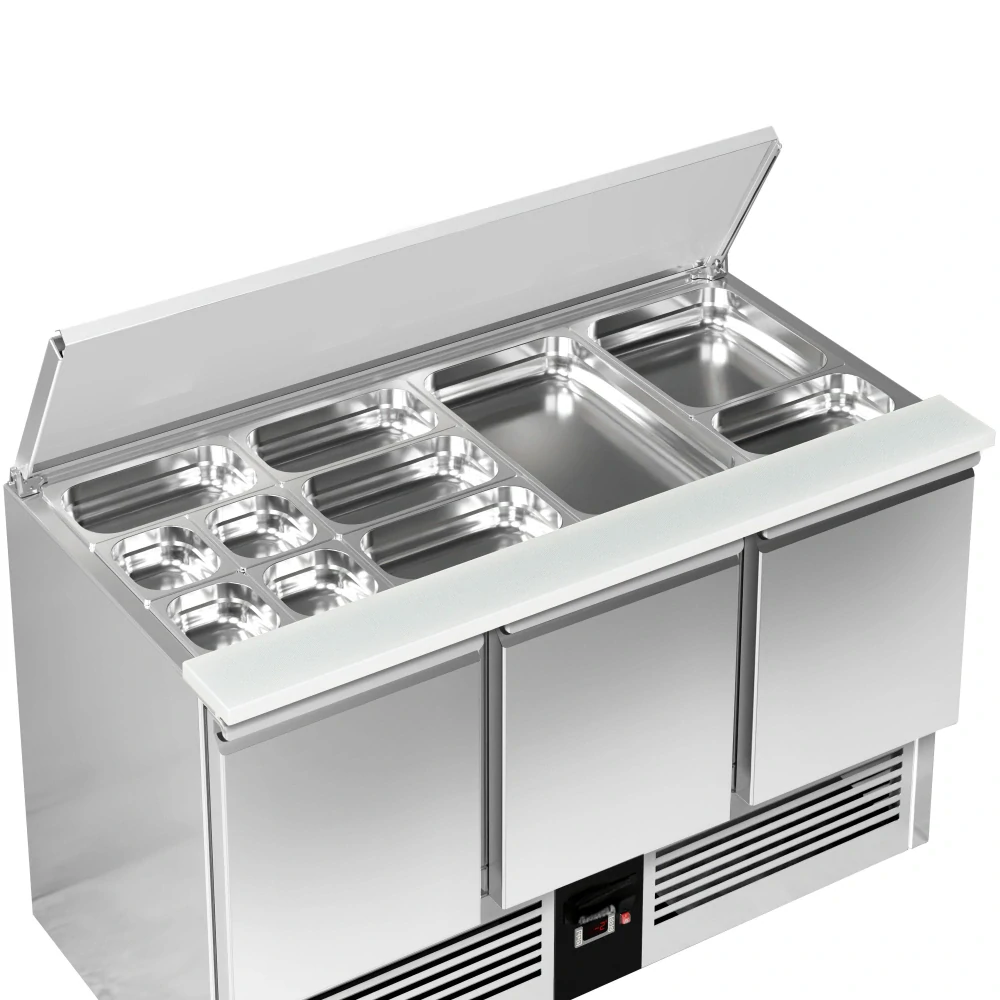 Saladeta PREMIUM - 1368 mm - 3 dveře - s nerezovým krytem pro 4x GN 1/1