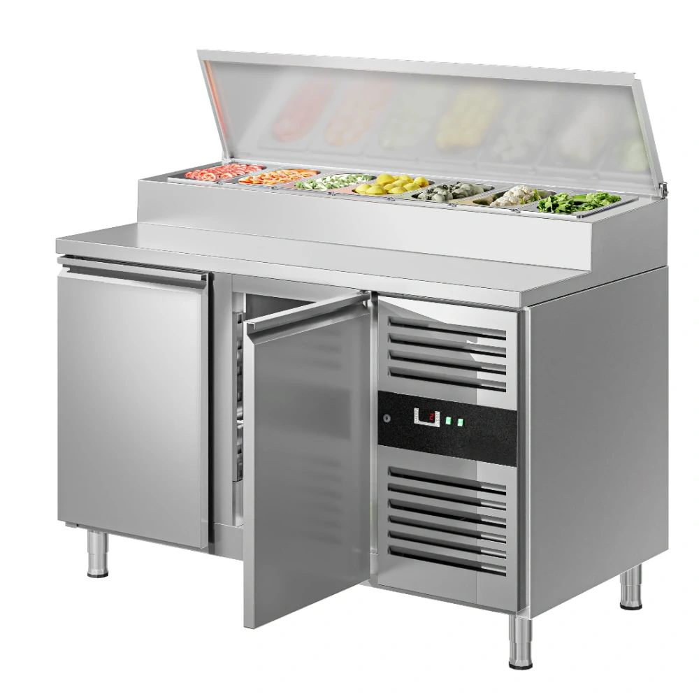 Přípravný stůl PREMIUM - 1360 mm - 2 dveře - Pro 7× GN 1/3