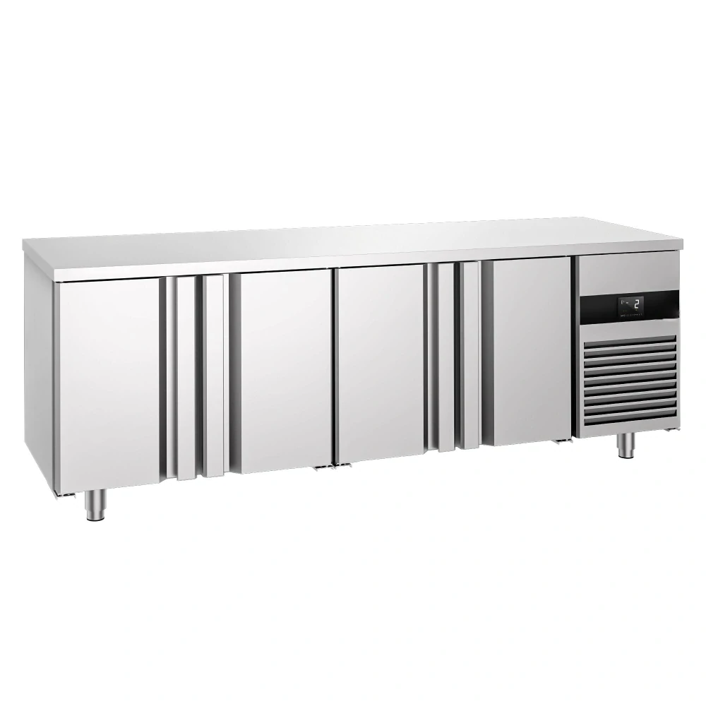 Chladicí stůl - 2330x700x850 mm - 632 l - se skleněným čelem - s 4 dveřmi