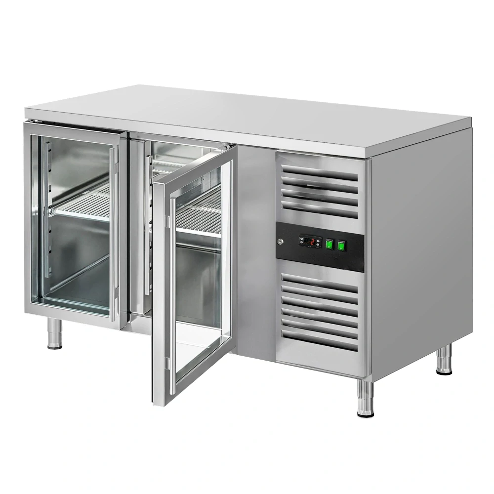 Chladicí stůl ECO - 1360x700 mm - se 2 skleněnými dveřmi