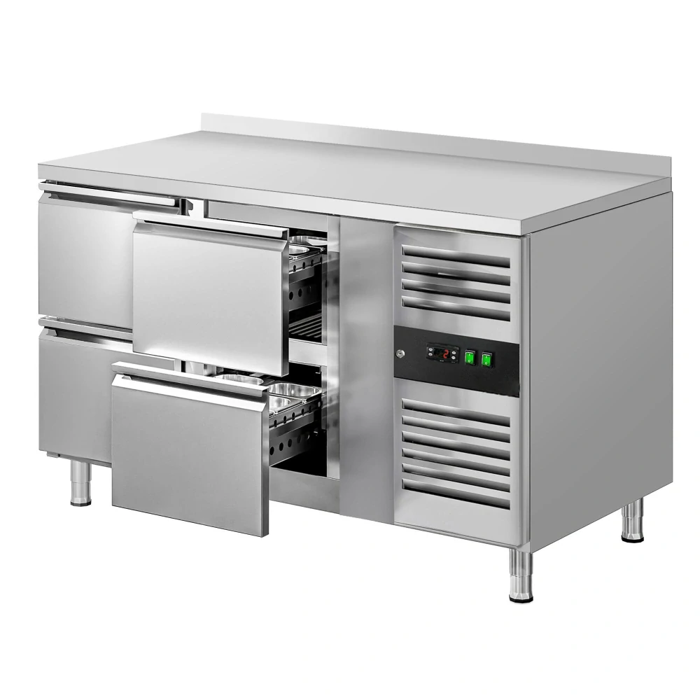 Chladicí stůl ECO - 1360x700mm - so 4 zásuvkami - zadní lem