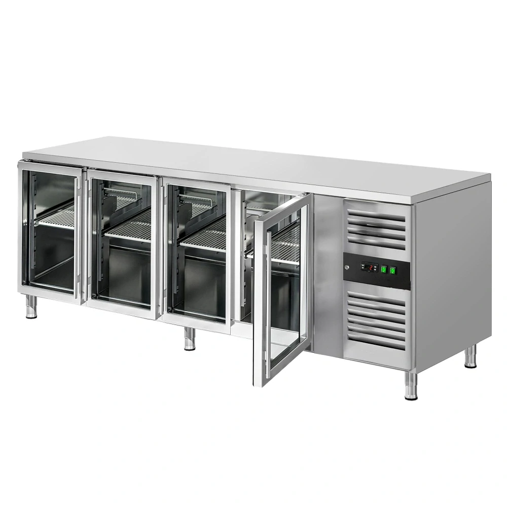 Chladicí stůl ECO - 2200x700 mm - Se 4 skleněnými dveřmi