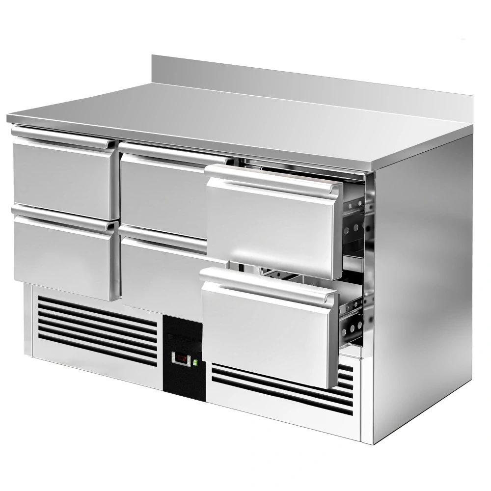 Chladicí stůl PREMIUM - 1365x700 mm - 6 zásuvek - zadní lišta