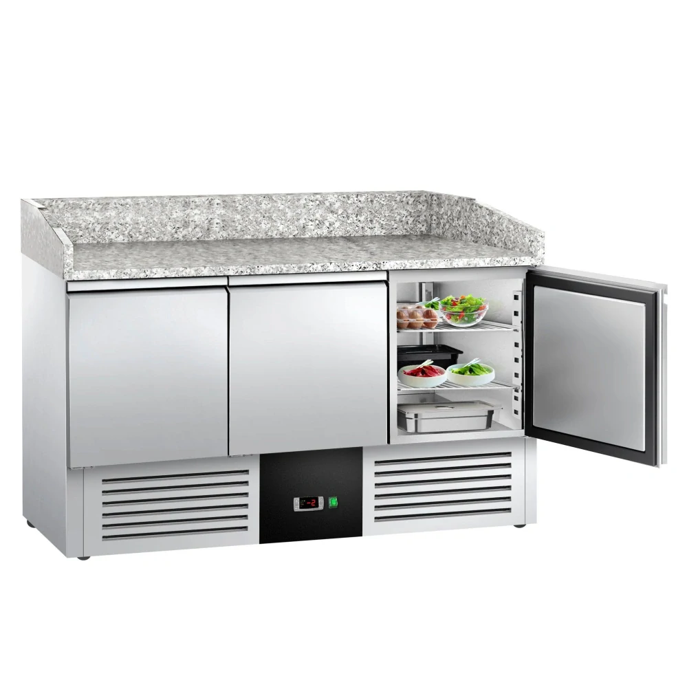 Chladicí stůl na pizzu PREMIUM - 1400x700 mm - se 3 dveřmi