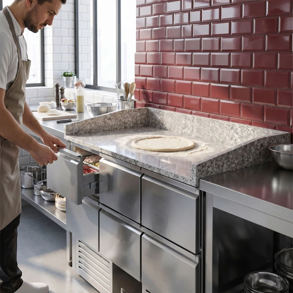 Chladicí stůl na pizzu PREMIUM - 1400x700 mm - s 6 zásuvkami