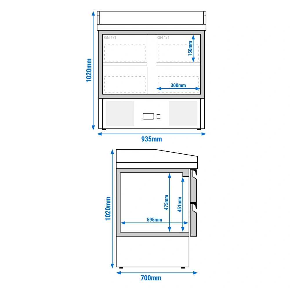 Chladicí stůl na pizzu PREMIUM - 935x700 mm - se 4 zásuvkami