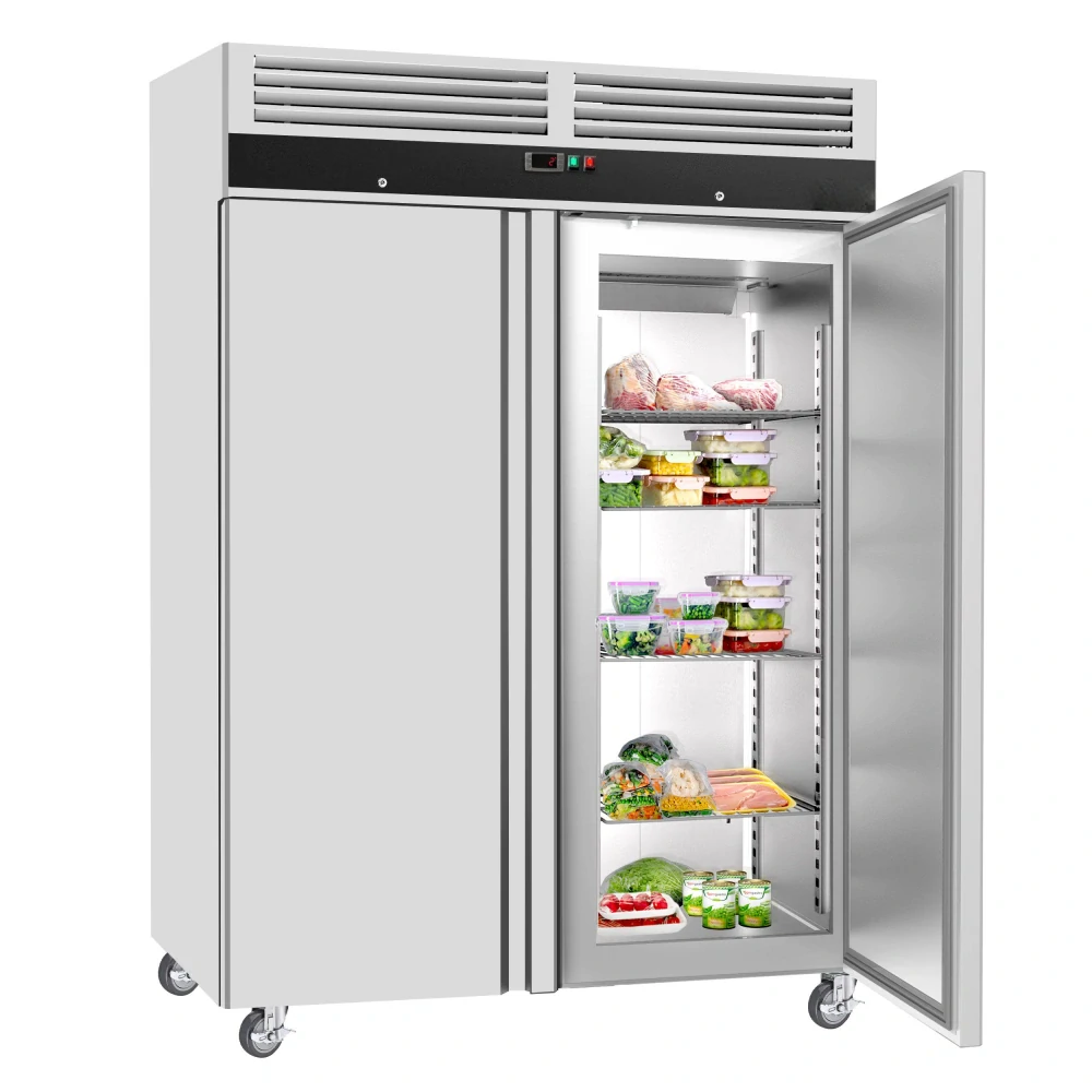 Nerezová skladovací lednice ECO - 1200 L - s 2 dveřmi