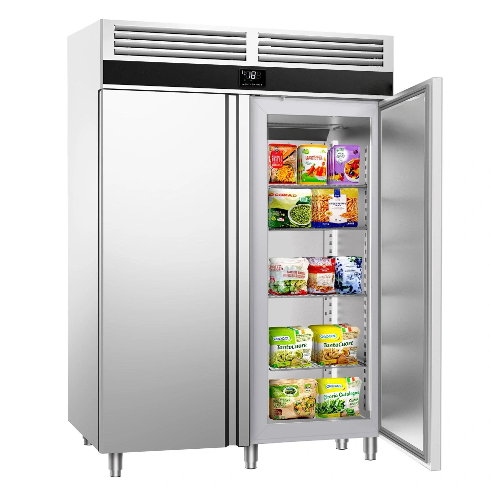 Nerezová mrazicí skříň PREMIUM - GN 2/1 - 1400 L - se 2 dveřmi