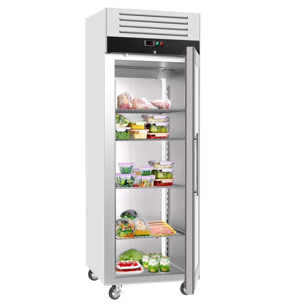 Nerezová skladovací lednice ECO - GN 2/1 - 700 L - s 1 skleněnými dveřmi