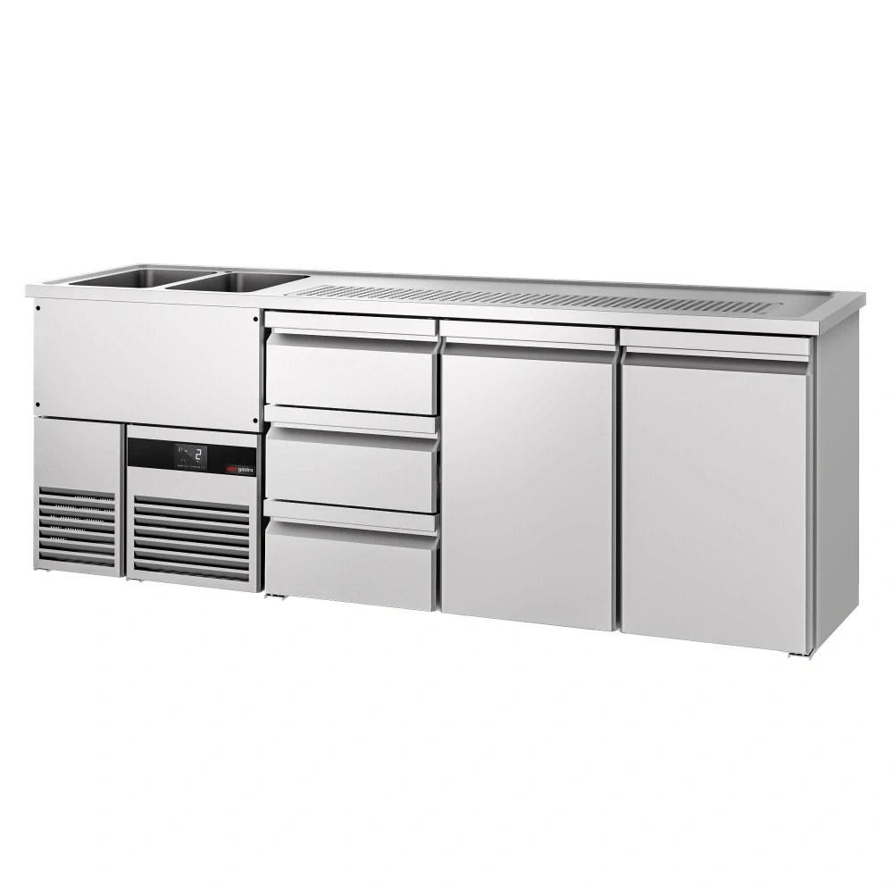 Výčepní pult PREMIUM - 2500x700 mm - 2 dveře & 3 zásuvky