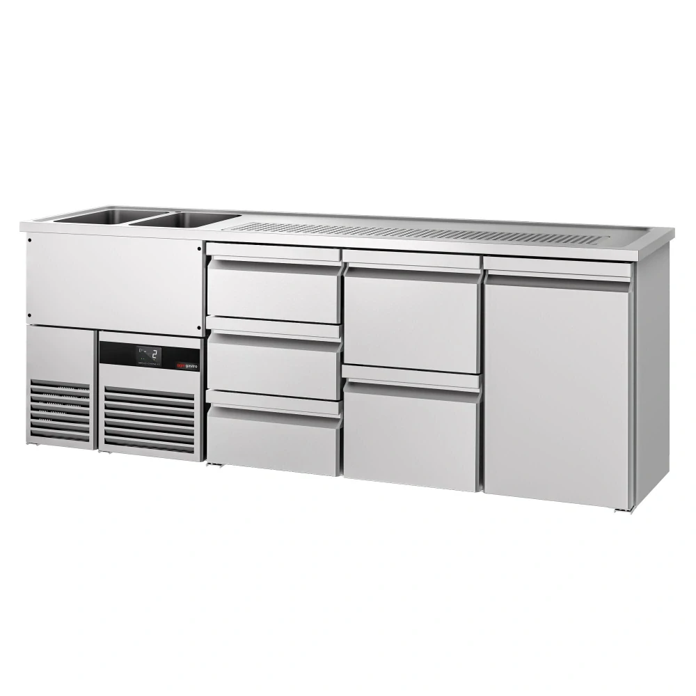 Výčepní pult PREMIUM - 2500x700 mm - 1 dveře & 5 zásuvek