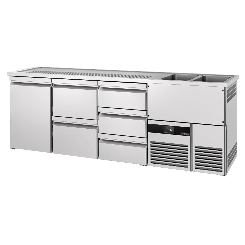 Výčepní pult PREMIUM - 2500x700 mm - 1 dveře & 5 zásuvek