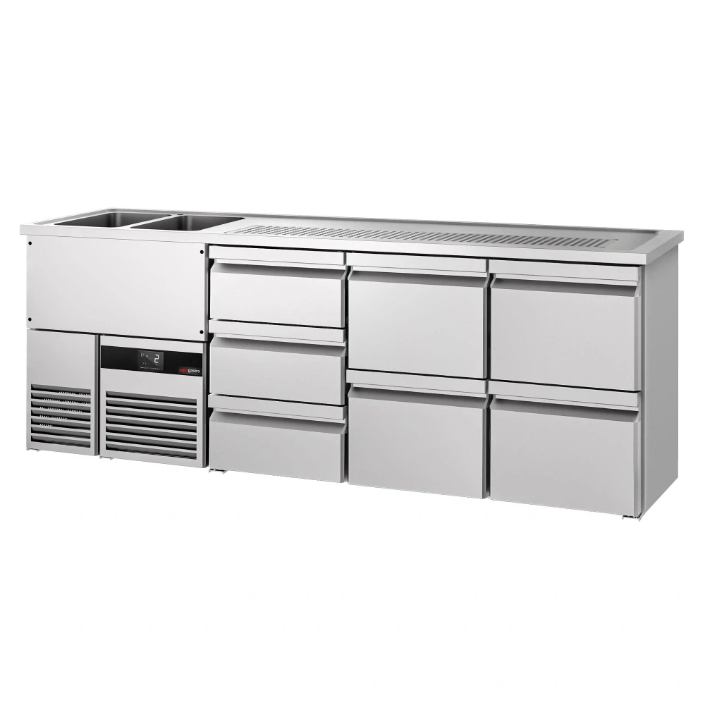 Výčepní pult PREMIUM - 2500x700 mm - 7 zásuvek