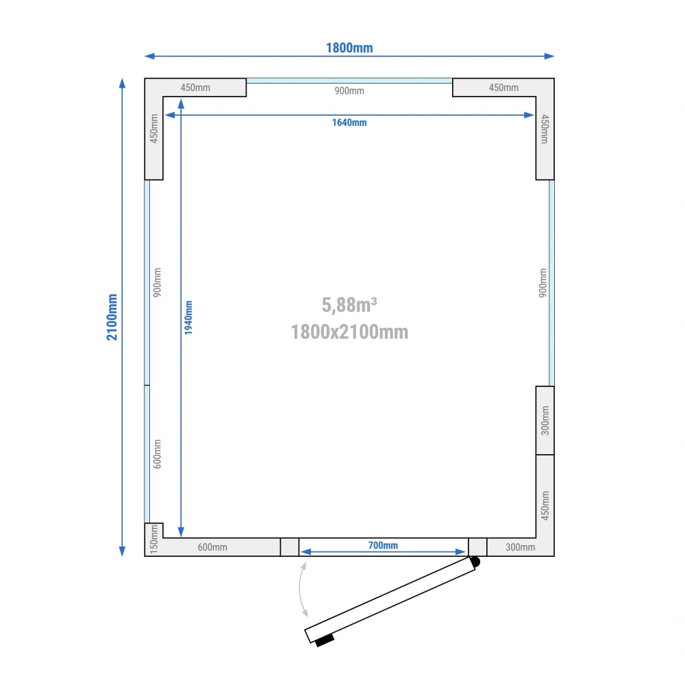 Chladicí box - 1800x2100 mm - 5,88 m³
