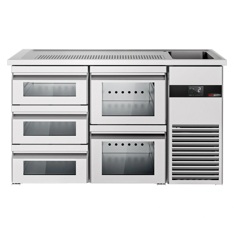Výčepní pult PREMIUM - 1550x700 mm - 5 skleněných zásuvek