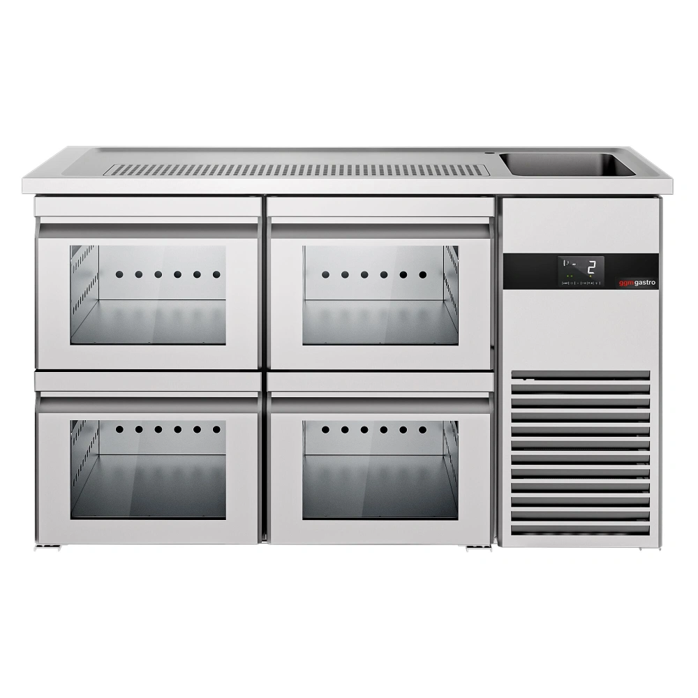 Výčepní pult PREMIUM - 1550x700 mm - 4 Skleněné zásuvky