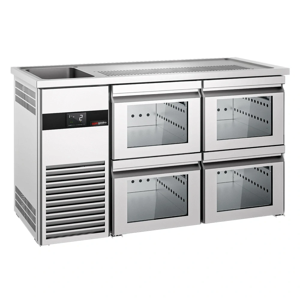 Výčepní pult PREMIUM - 1550x700 mm - 4 Skleněné zásuvky