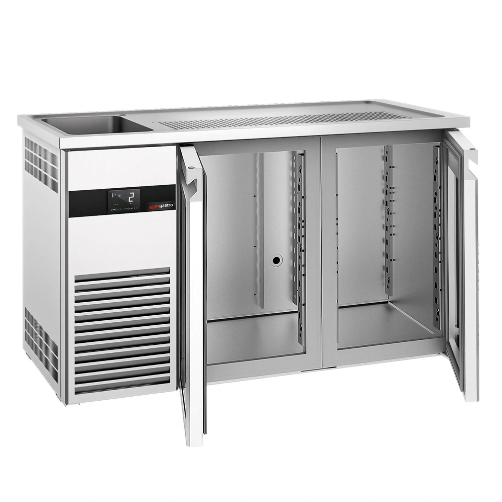 Výčepní pult PREMIUM - 1550x700 mm - 2 skleněné dveře