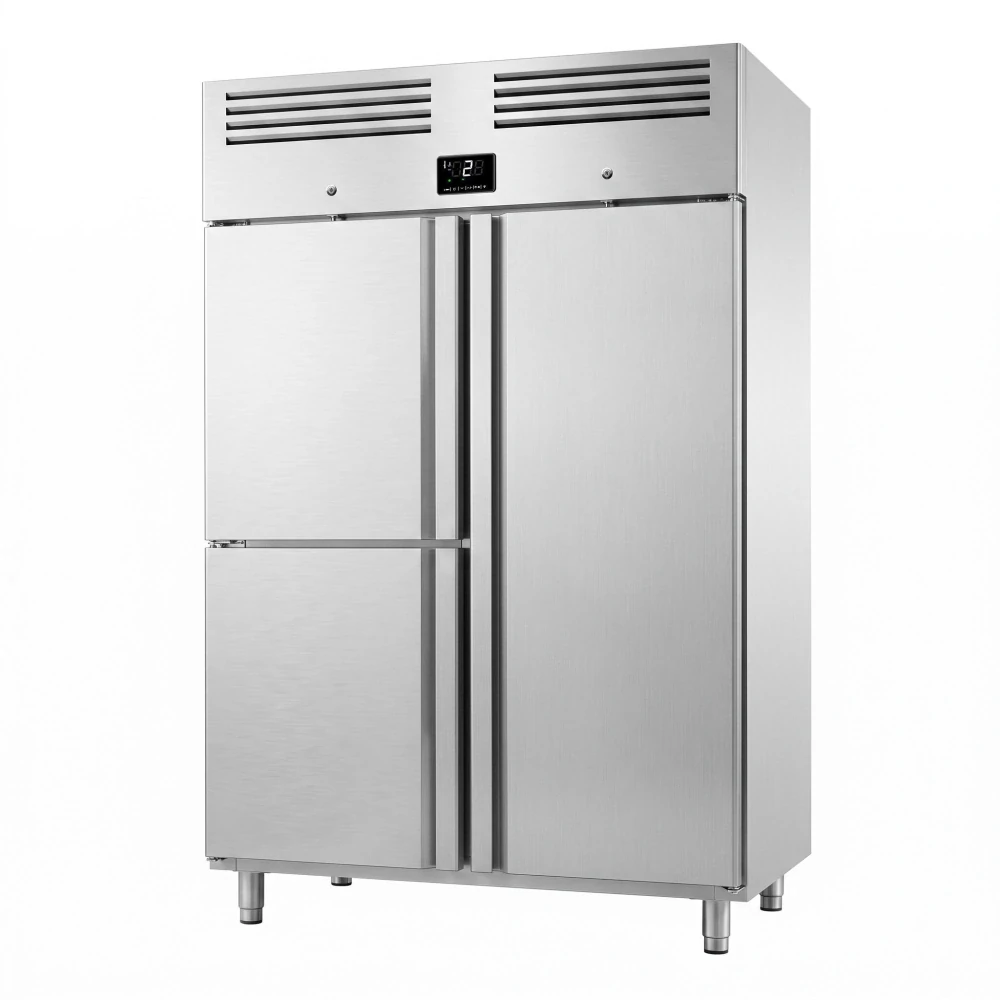 Nerezová chladicí skříň PREMIUM PLUS - GN 2/1 - 1385 mm - 1240 l - až +8 °C - s 3 dveře - Digitální termostat; Samozavírací dveře; Ventilované…