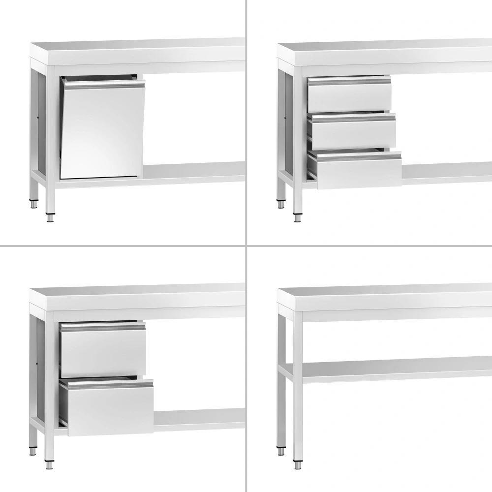 Nerezový pracovní stůl PREMIUM - 600x700 mm - se spodní policí & mezipolicí