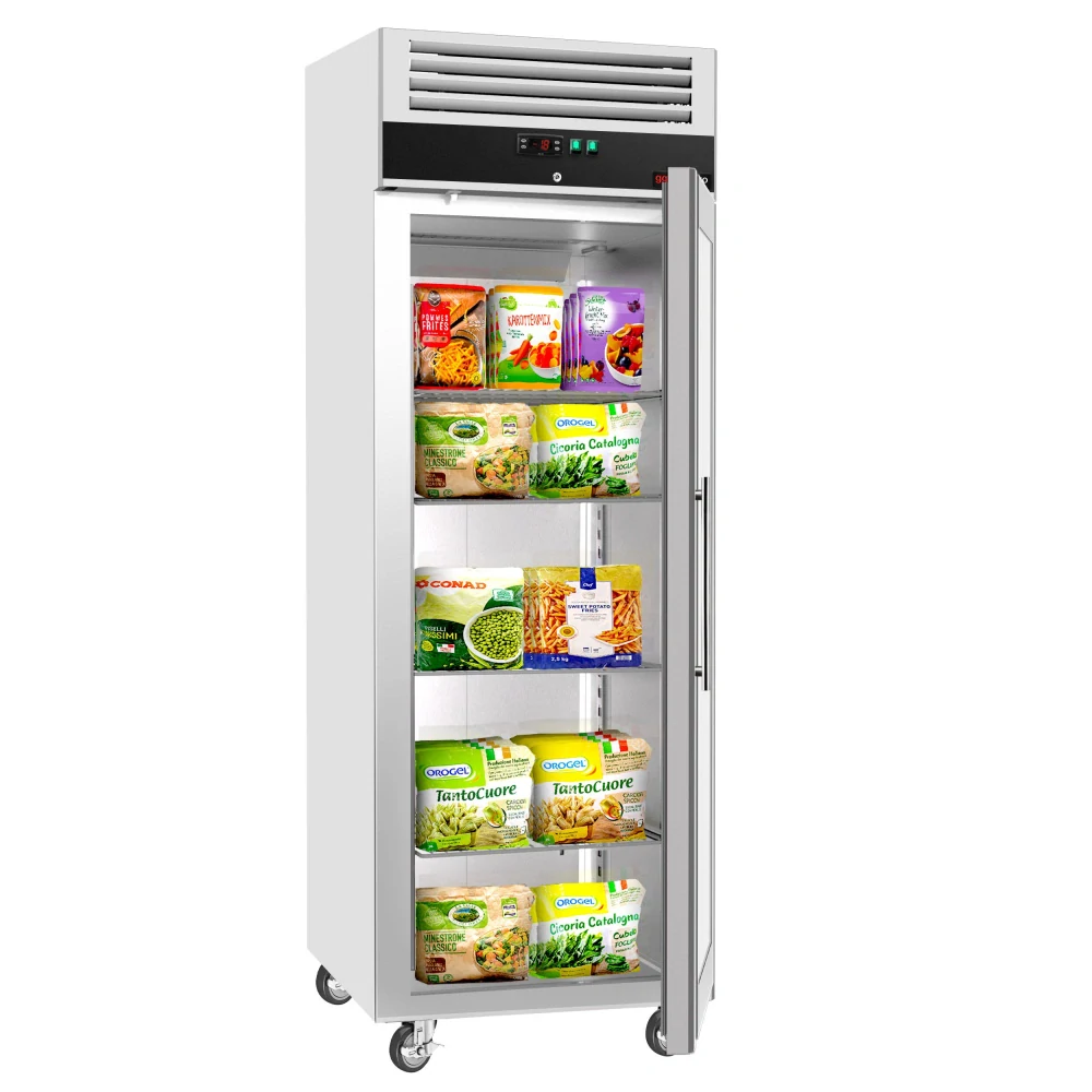 Nerezová mrazicí skříň ECO - 600 L - s 1 prosklenými dveřmi